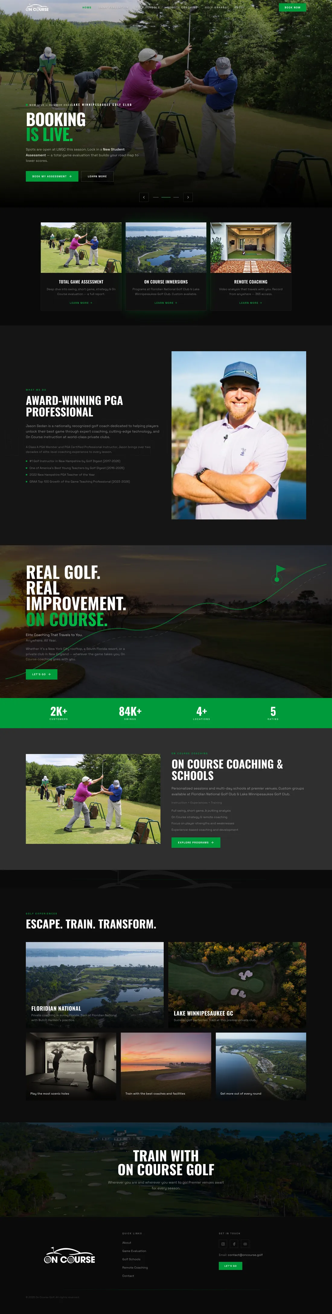 OnCourse Golf website