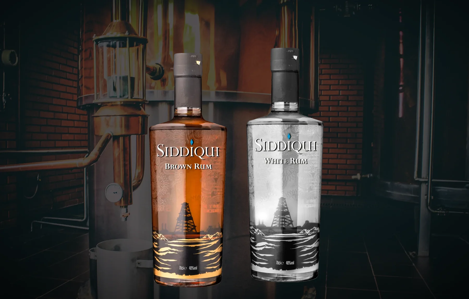 Siddiqui Brown Rum and White Rum, the finished bottles, designed from scratch